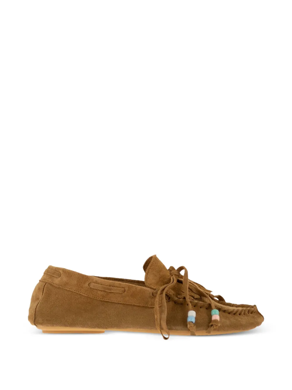 anniel Mocassini in pelle scamosciata con frange - Marrone