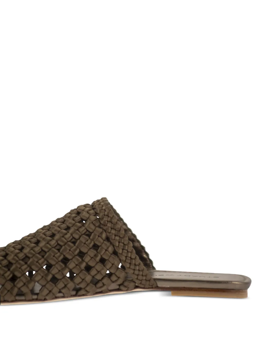 Stuart Weitzman Marina interwoven satin mules Groen