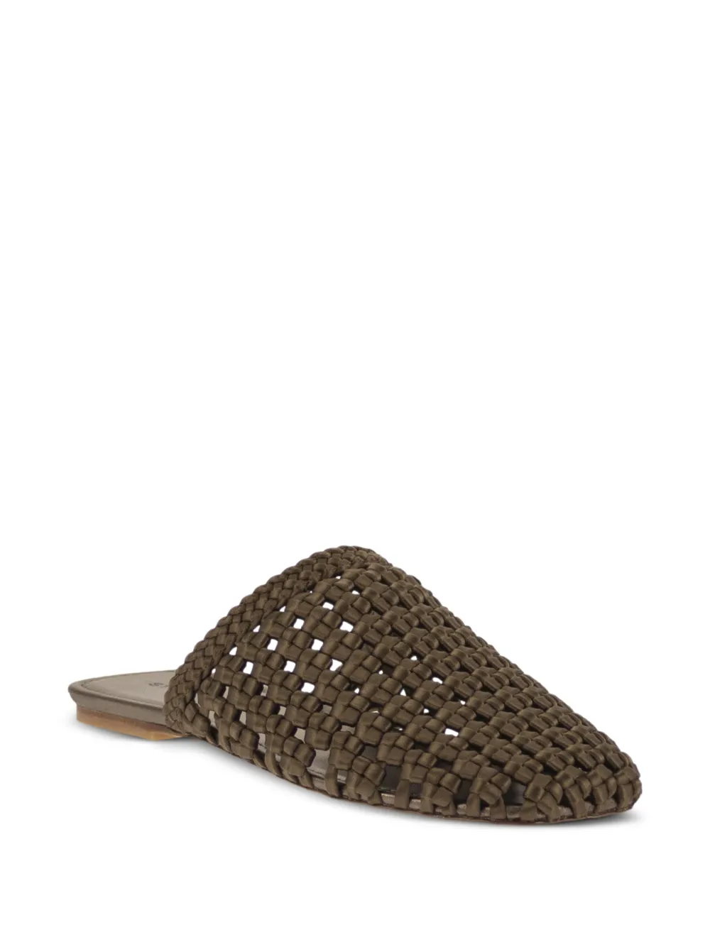 Stuart Weitzman Marina interwoven satin mules Groen