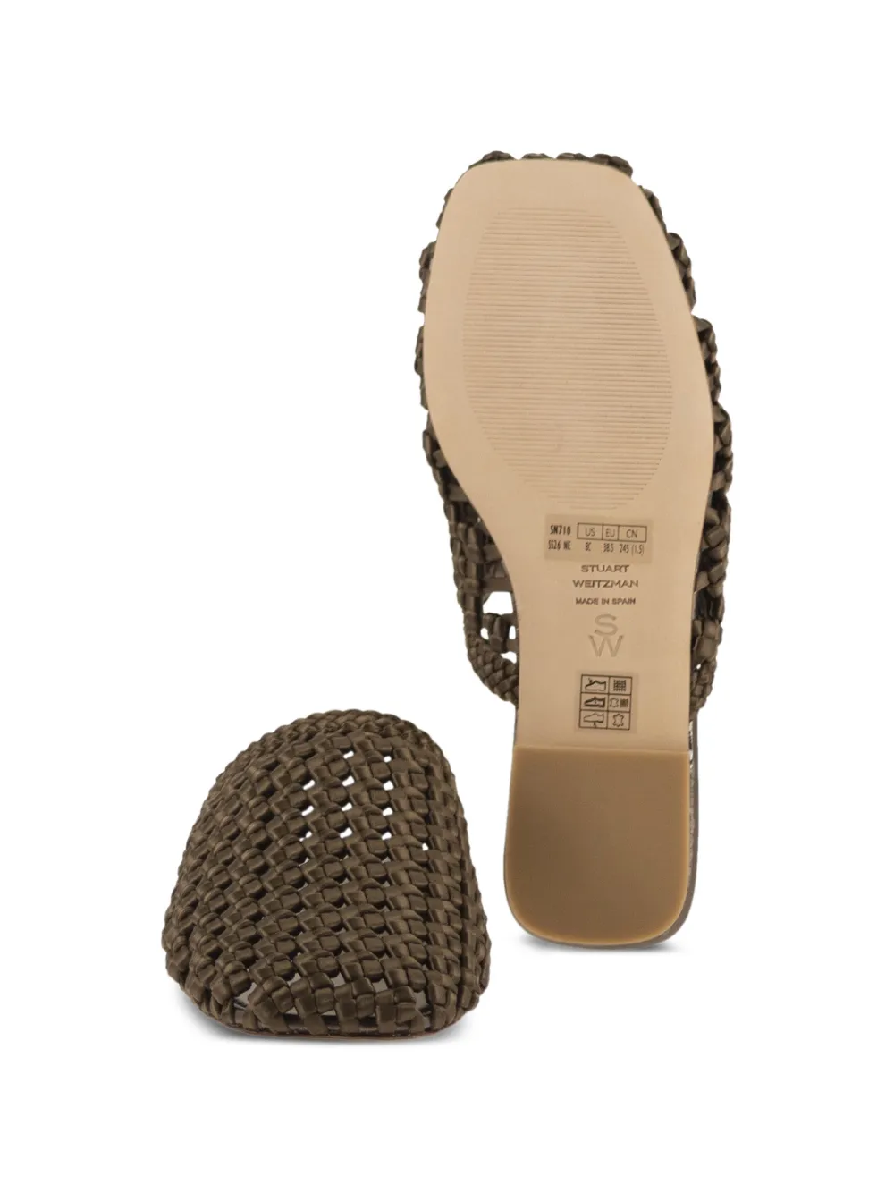 Stuart Weitzman Marina interwoven satin mules Groen