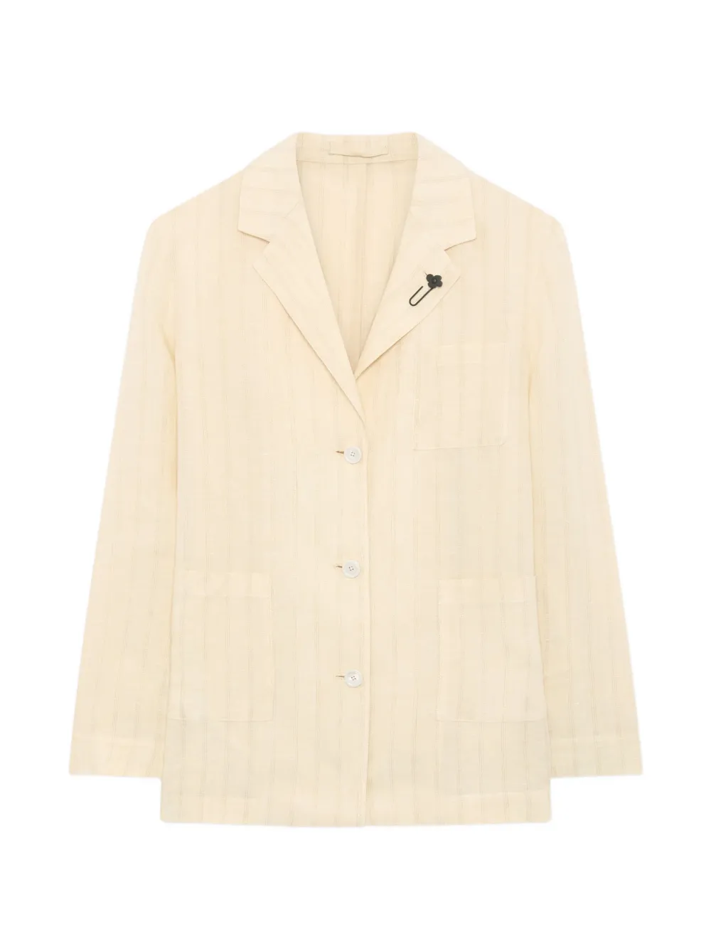 Lardini Striped Linen Blazer In Neutral