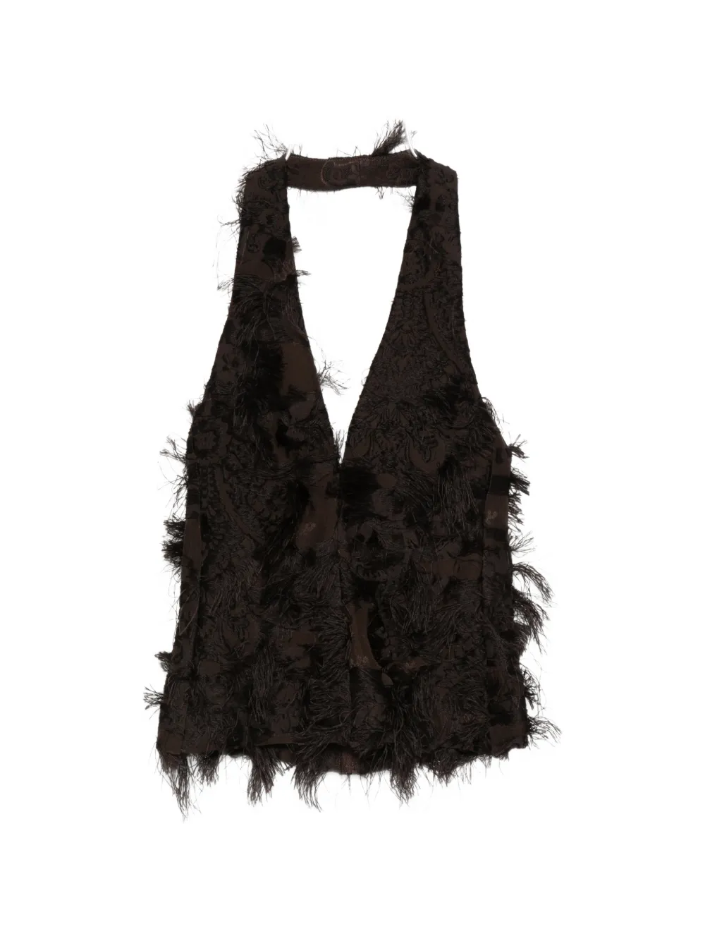 Séfr Anam Fringed Top In Brown
