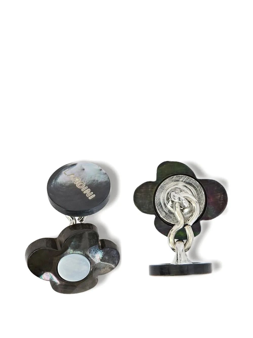 Lardini Flower-shaped Mother-of-pearl Cufflinks In Black