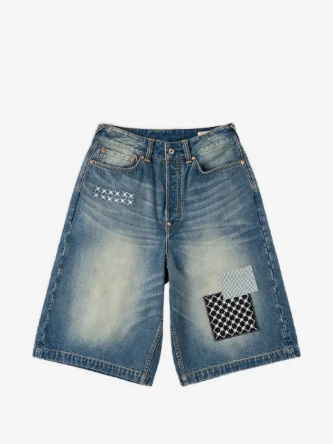 EVISU sashiko-patch denim shorts