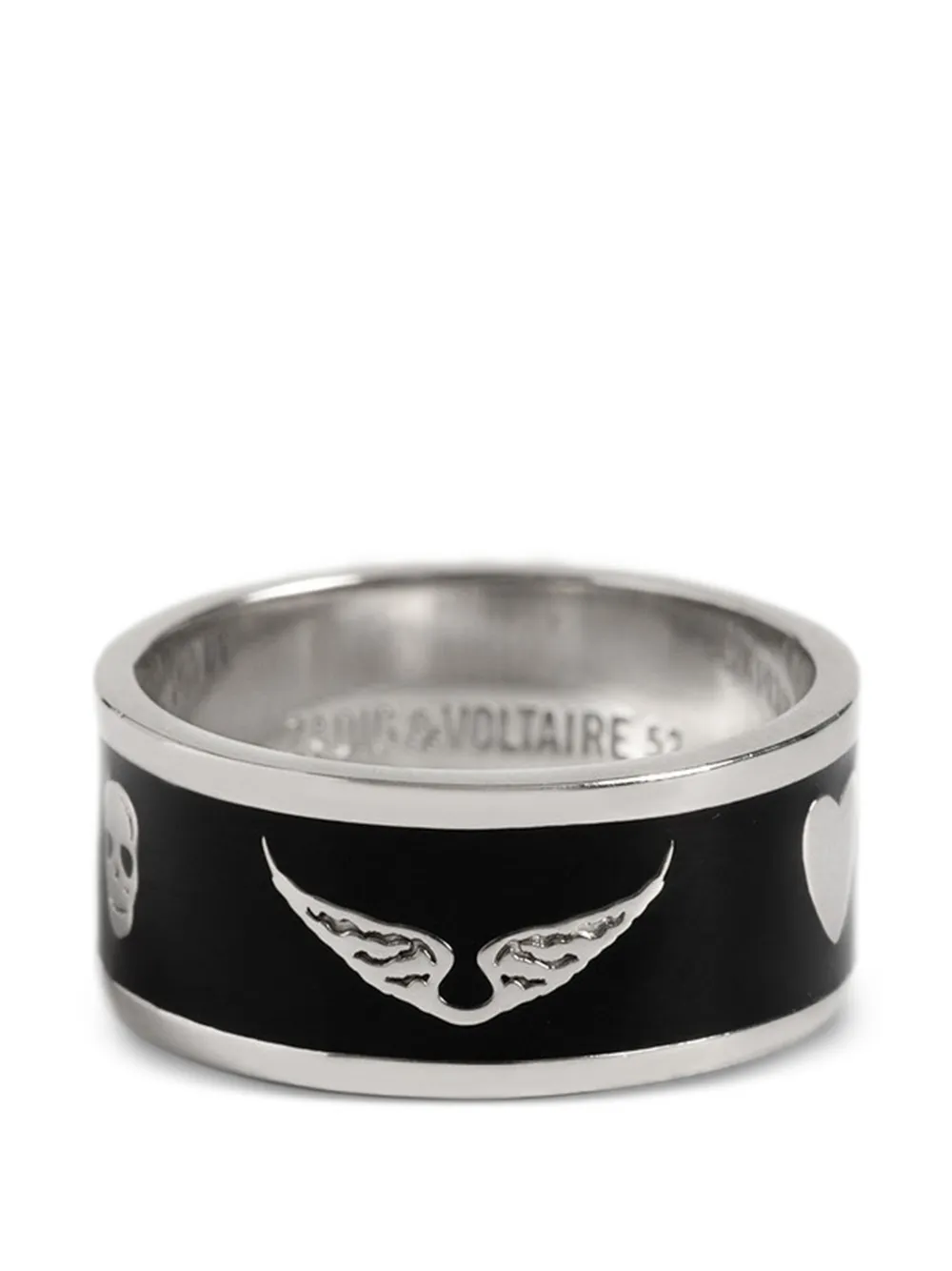 Zadig&Voltaire skull-motif heart-print rings - Argento