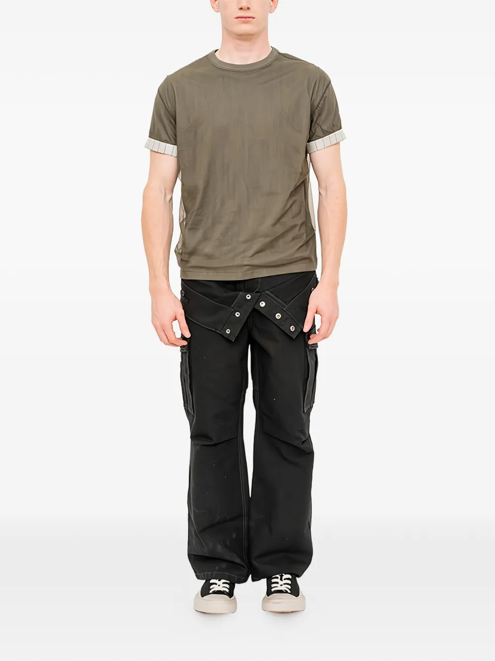 Andersson Bell T-shirt met mesh overslag en omgeslagen manchetten Groen