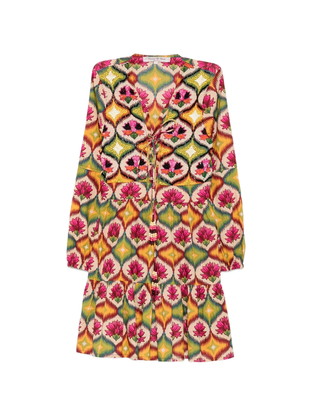 CONNOR&BLAKE sequin-embellished geometric-print mini dress - Giallo