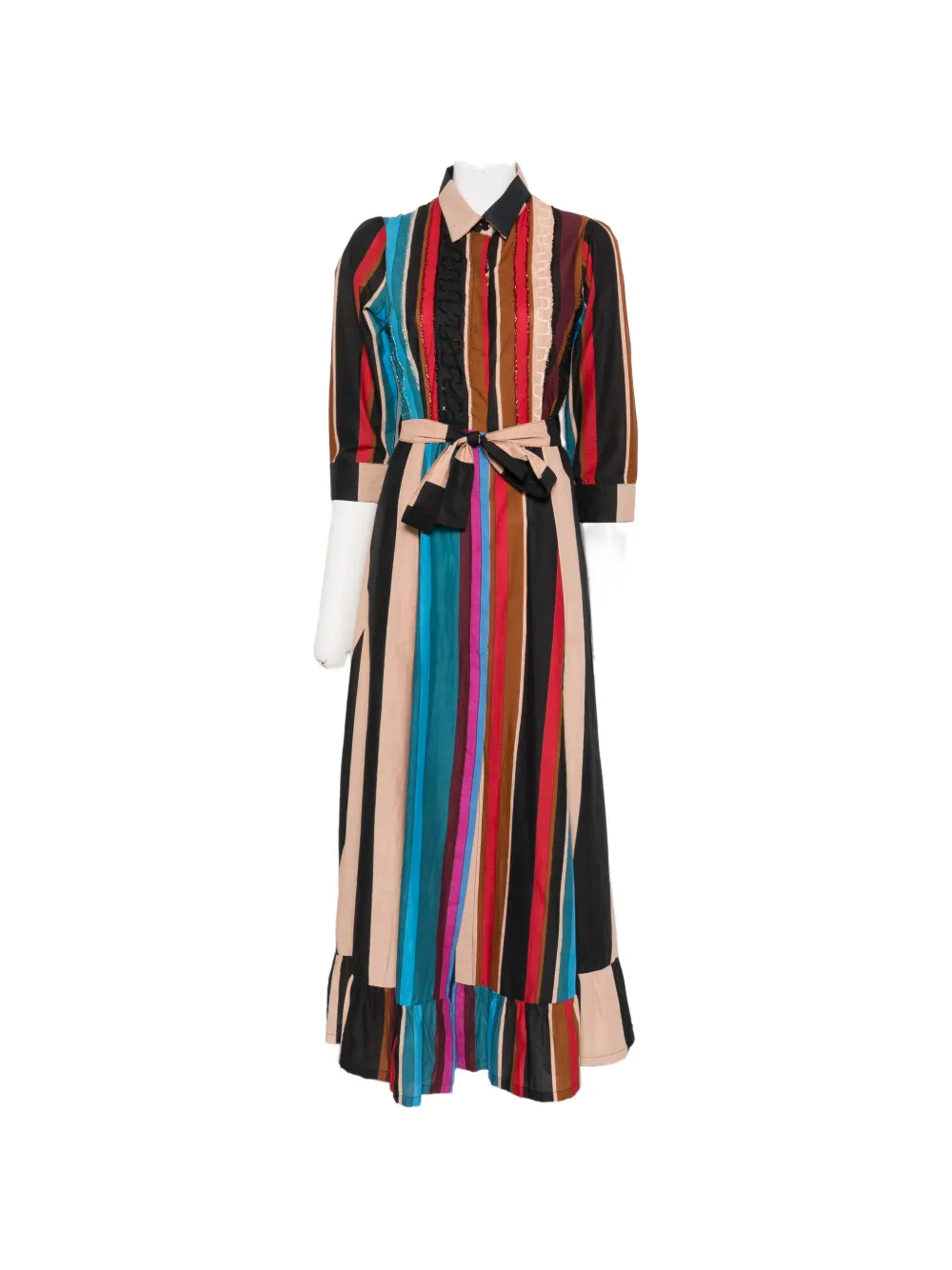 CONNOR&BLAKE sequin-embellished striped-pattern maxi dress - Nero