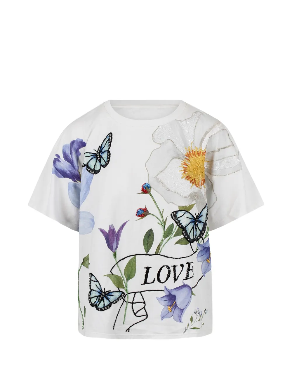 alice + olivia butterfly-print t-shirt - Weiß