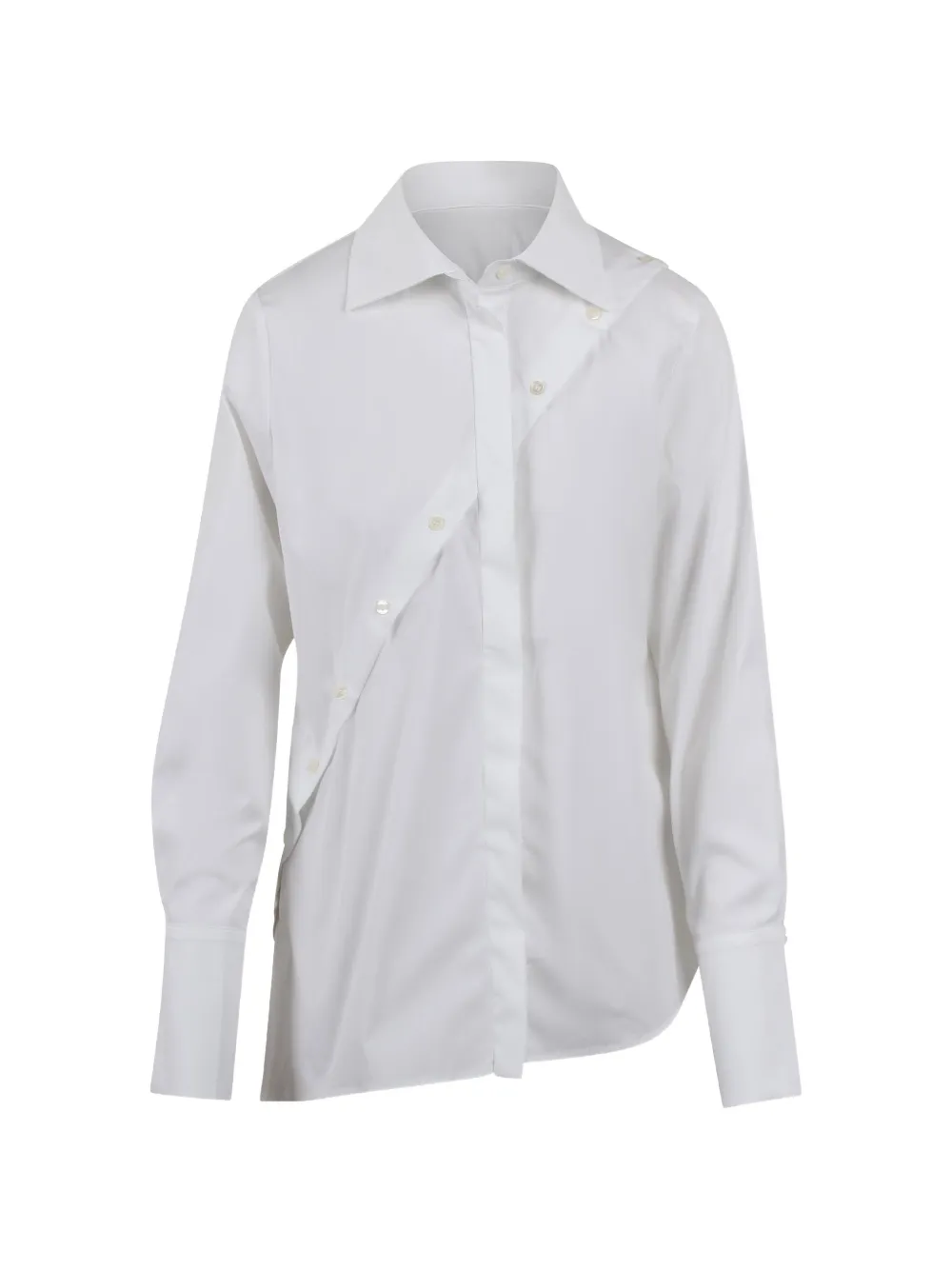BALOSSA asymmetric-hem button-detail shirt - Bianco