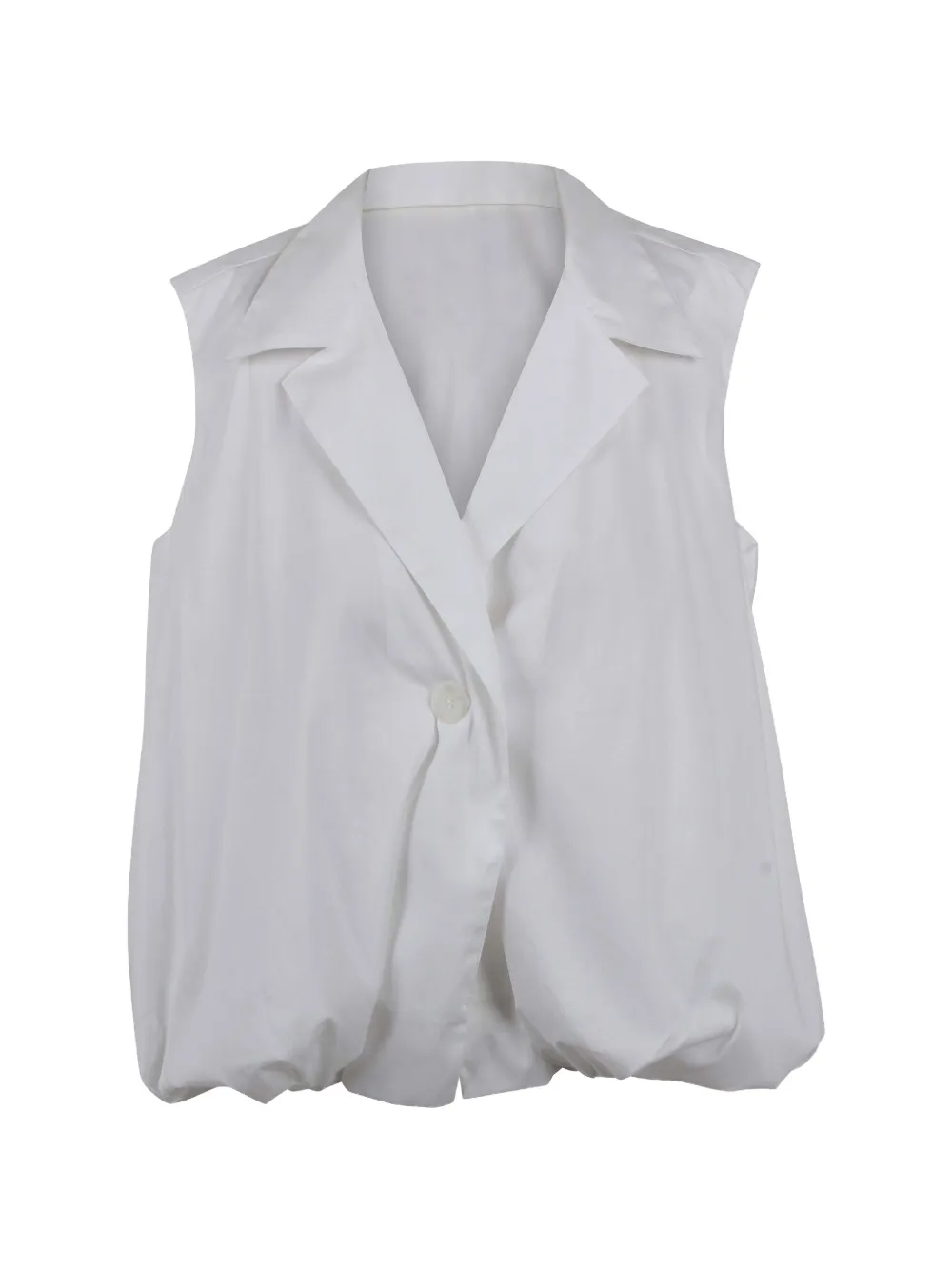 BALOSSA Kyma bubble-hem notched-lapels top - Bianco