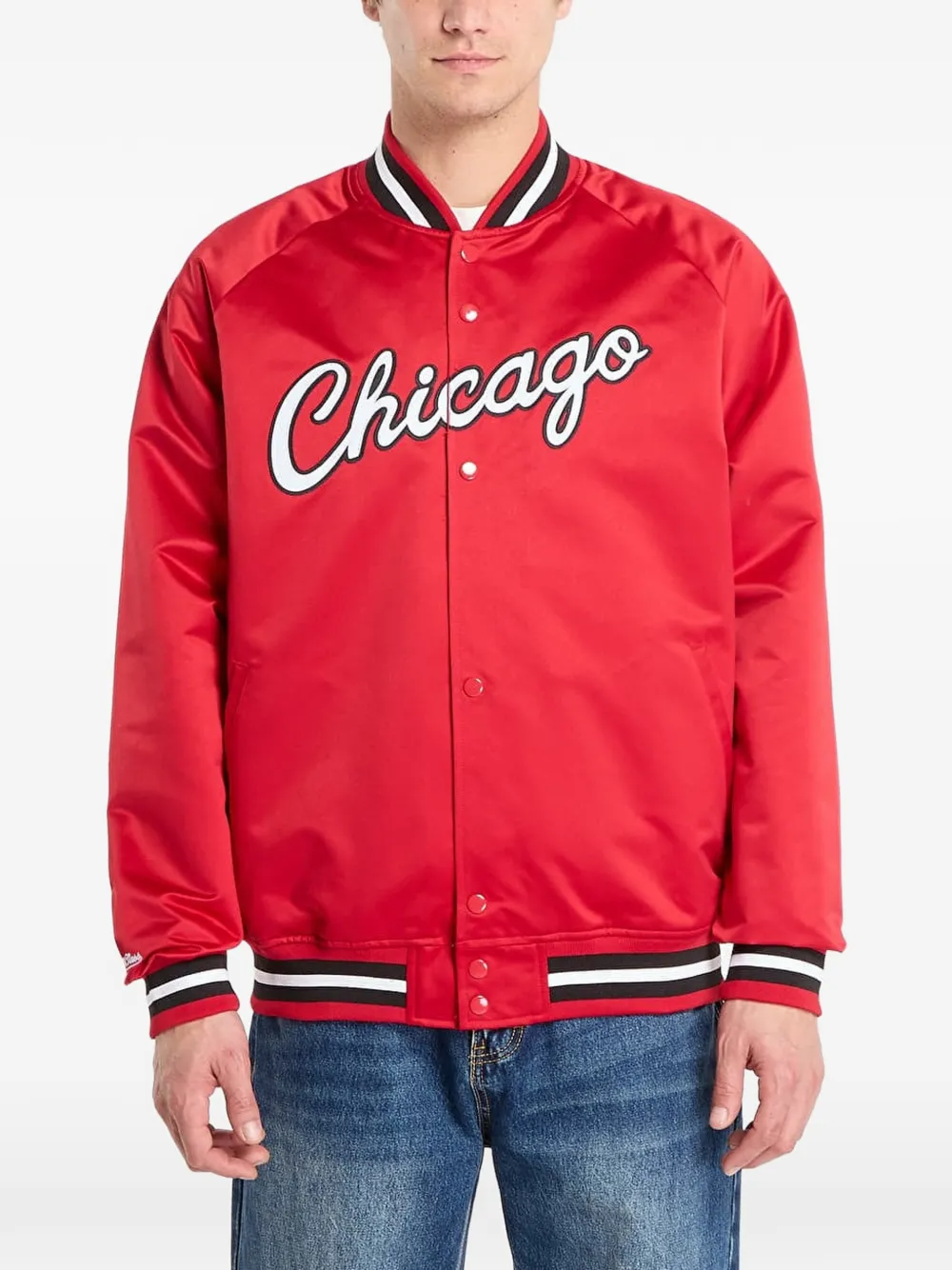 Mitchell & Ness NBA logoprinten bomberjack Rood