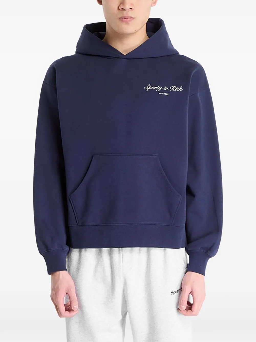 Sporty & Rich Syracuse logo-print hoodie - Blu