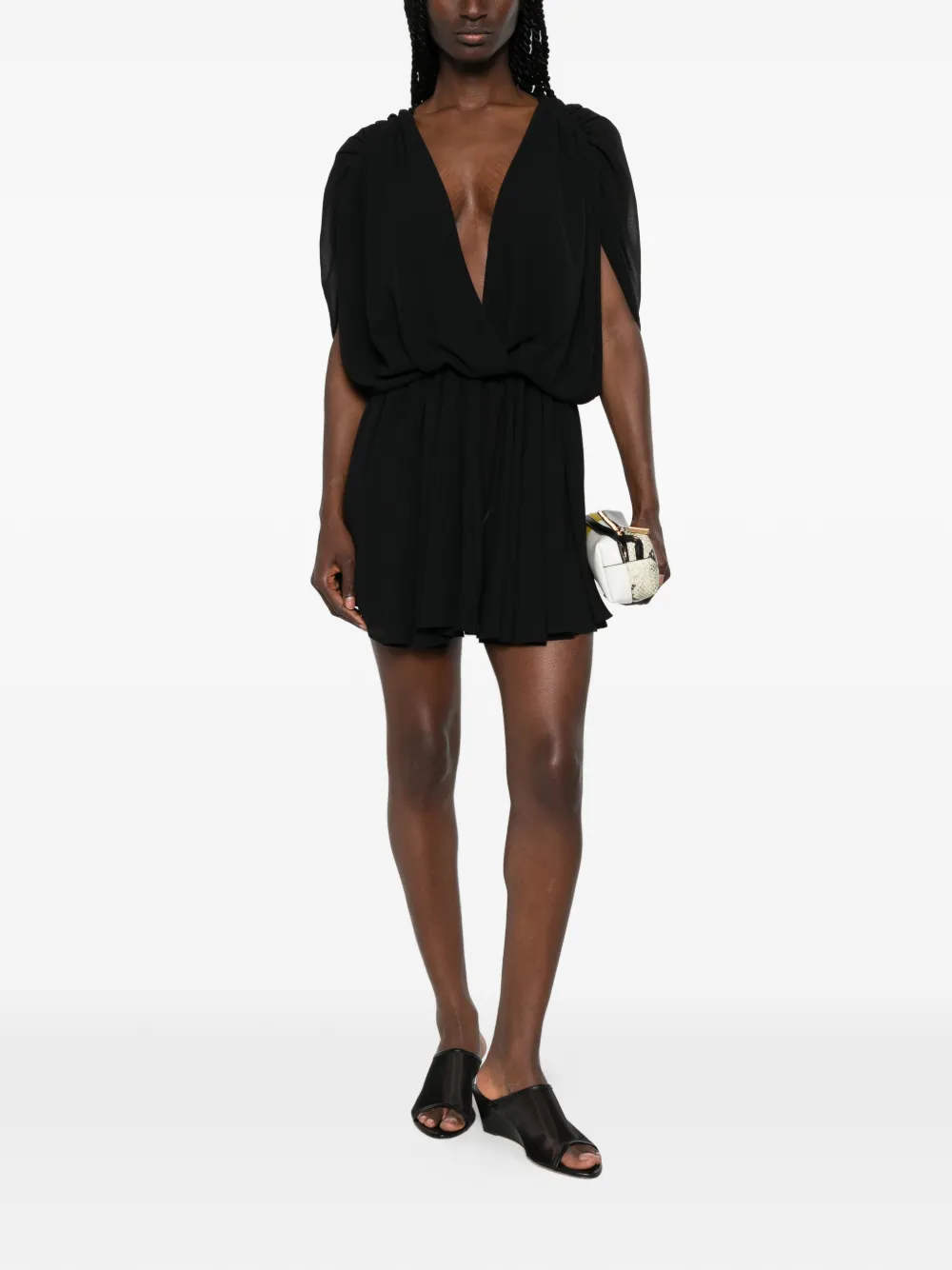  The M.. Vestido Corto Emily Drapeado - Negro 