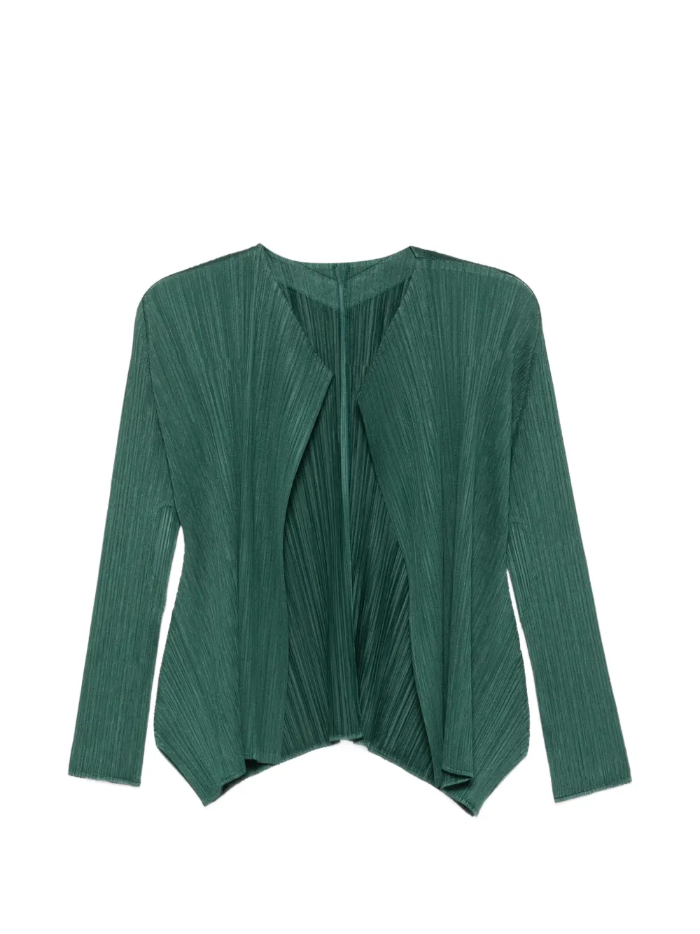 Pleats Please Issey Miyake pleated asymmetric cardigan - Verde