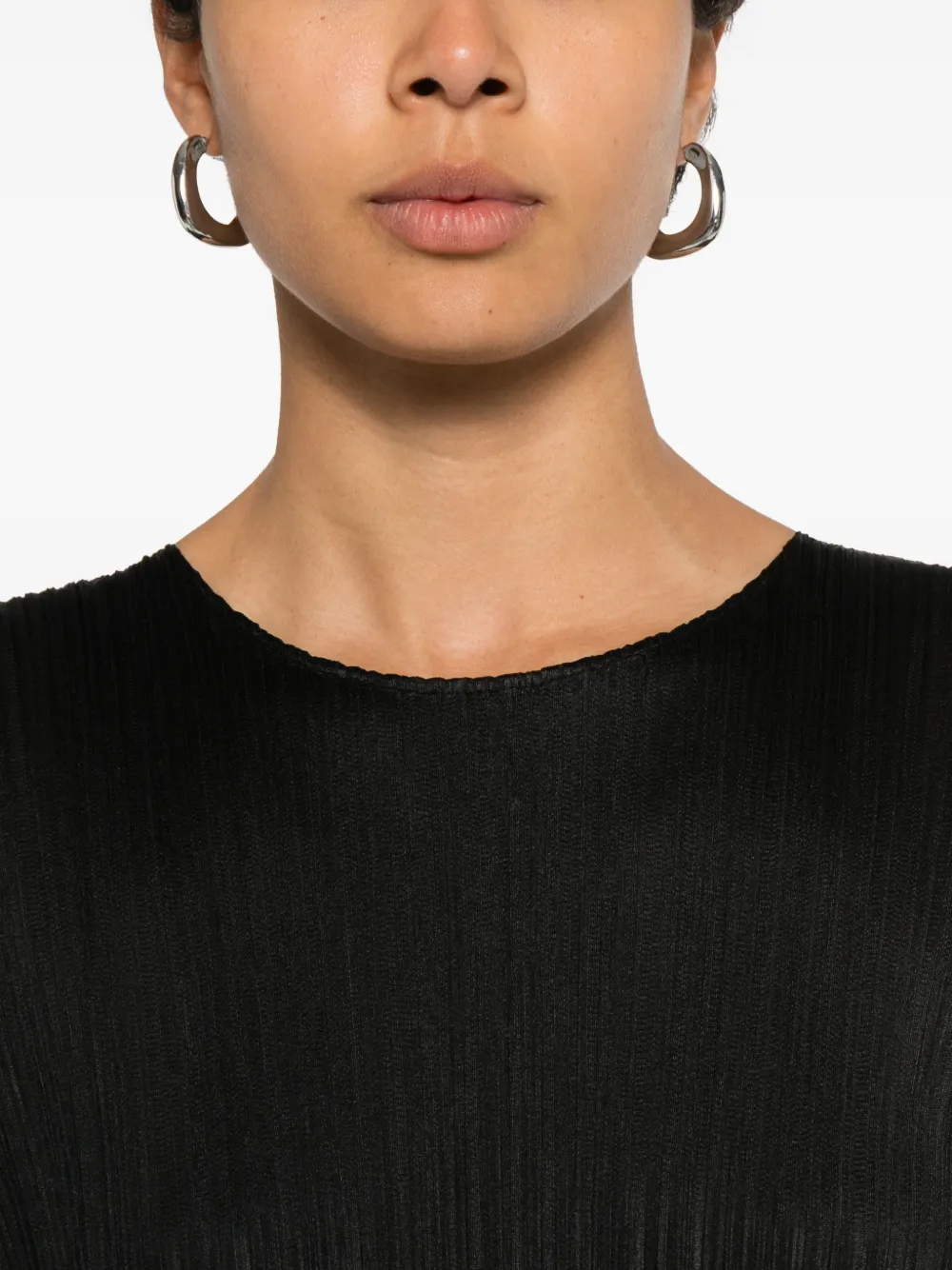Pleats Please Issey Miyake Midi-jurk met plissé-effect en lange mouwen Zwart