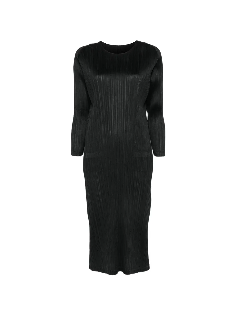 Pleats Please Issey Miyake plissé-effect long-sleeve midi dress - Nero