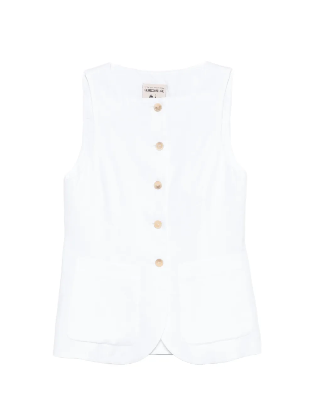 Semicouture button-up sleeveless waistcoat - White
