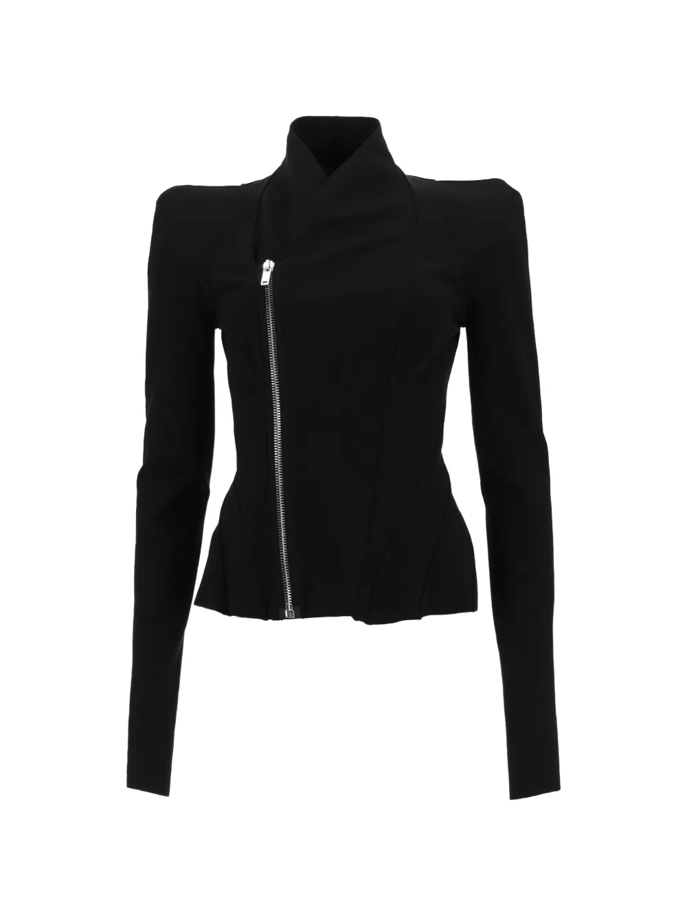 Rick Owens Lilies asymmetric-zip padded-shoulder jacket - Nero