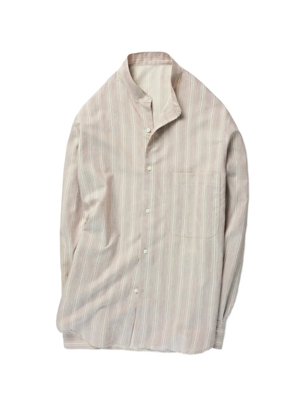 stoffa striped band-collar shirt - Nude