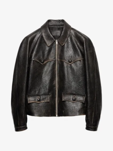 Prada chamarra de piel de napa