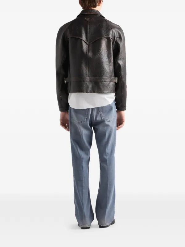 Prada Nappa Leather Jacket | Brown | FARFETCH