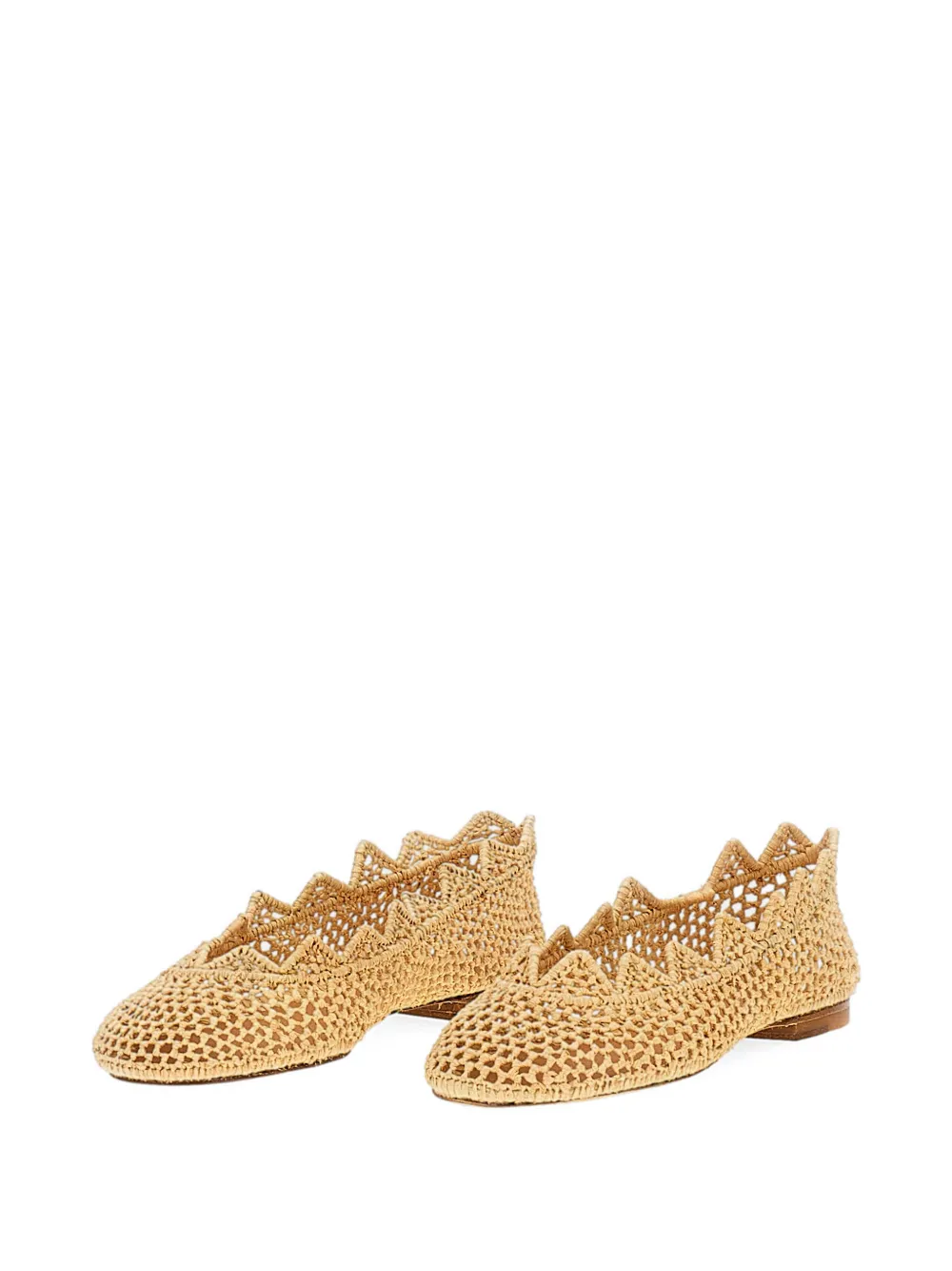 ODISSI Harper scalloped ballet flats Beige