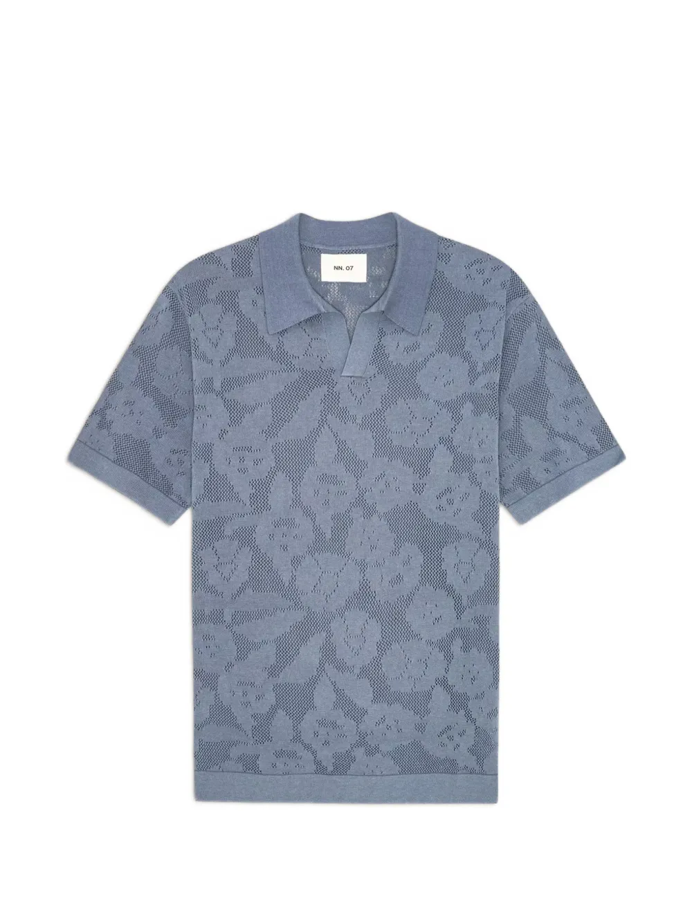 NN07 Ryan floral-jacquard pointelle-knit T-shirt - Blu
