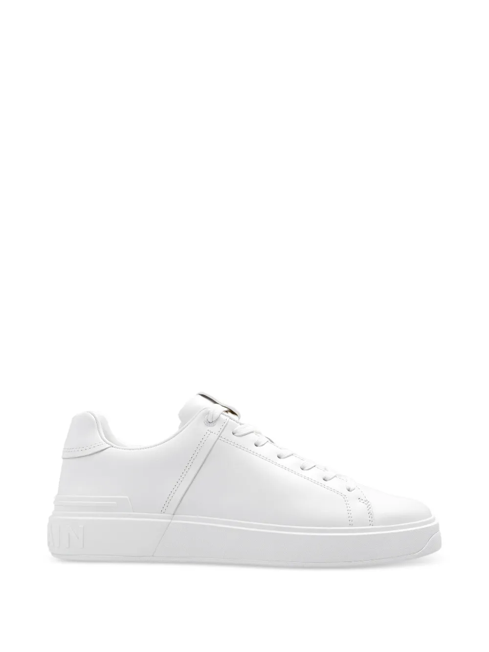 Balmain logo-embossed leather sneakers - Bianco