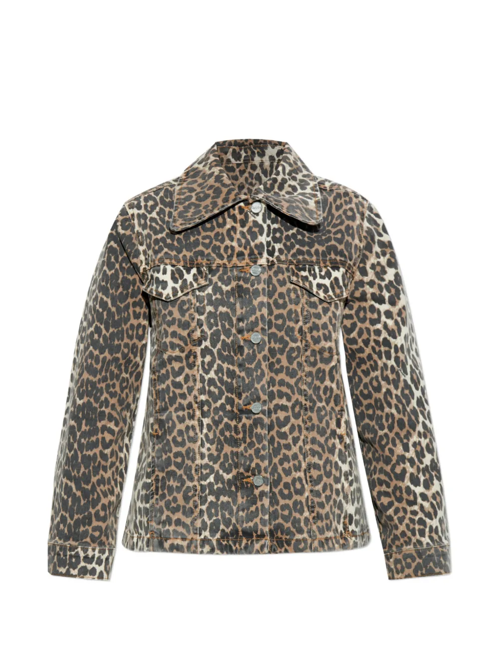 GANNI Denim jacket with animal print - 943|beige