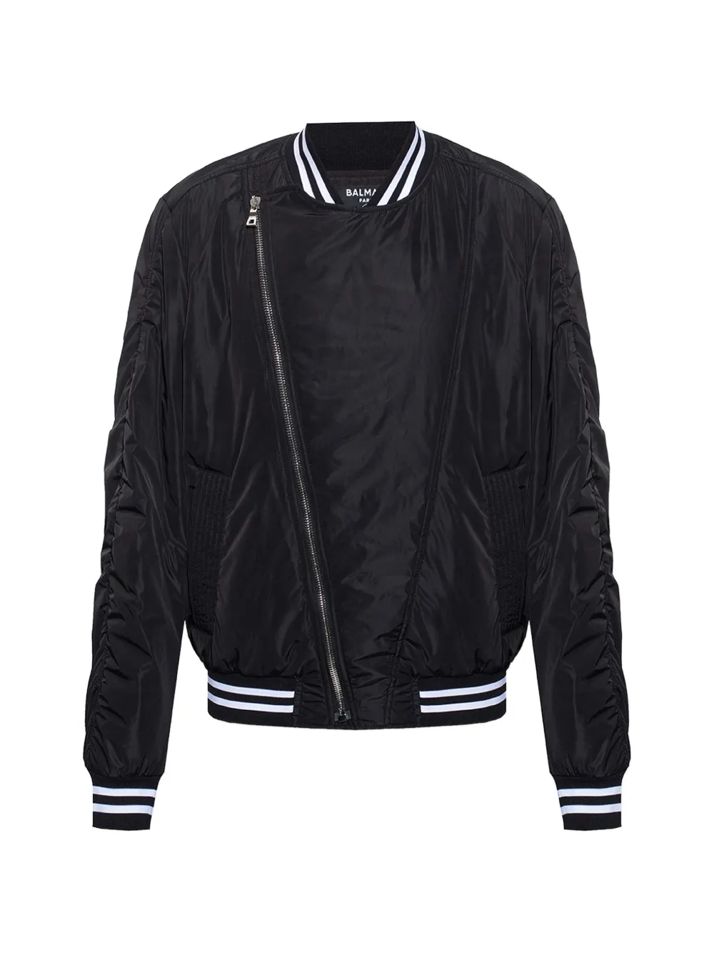 Balmain asymmetric-zip bomber jacket - Black