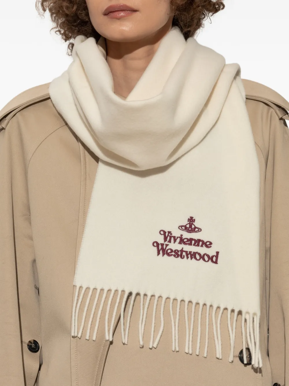 Vivienne Westwood Sjaal met geborduurd logo Wit