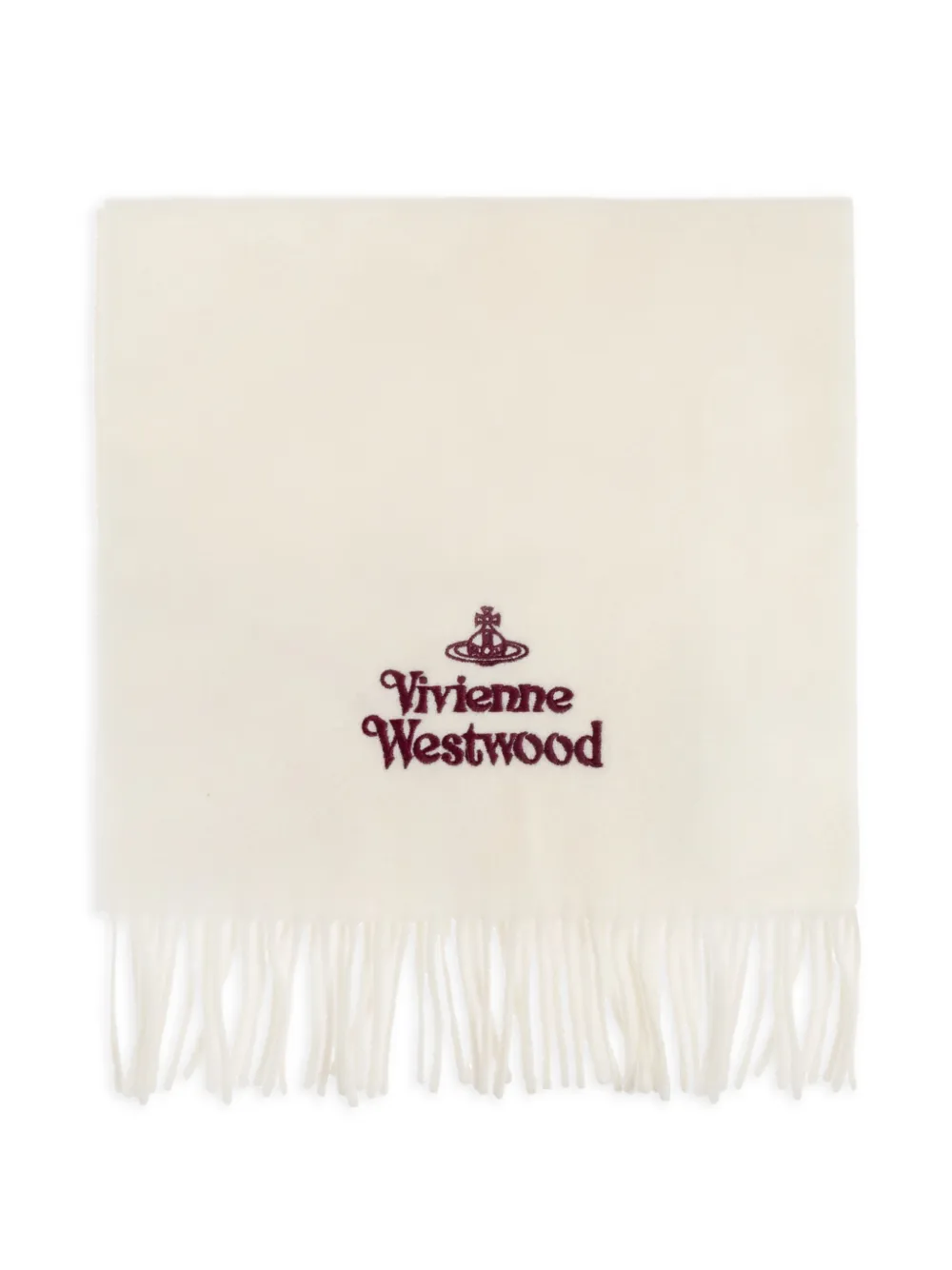 Vivienne Westwood Sciarpa con frange e logo - Bianco