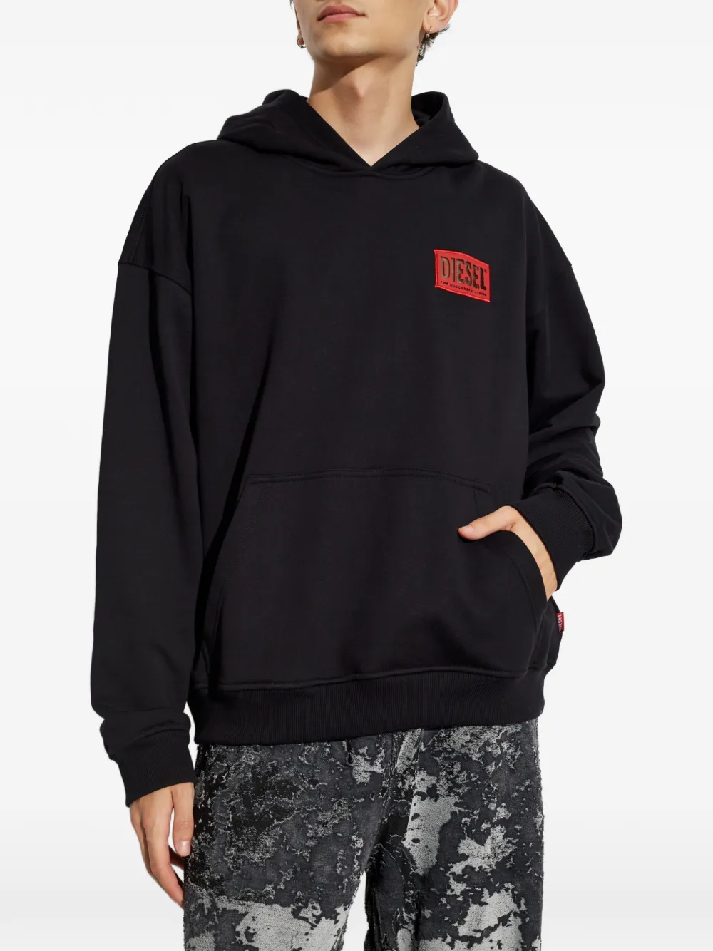 Diesel S-Boxt-Hood-S1 hoodie met logopatch Zwart