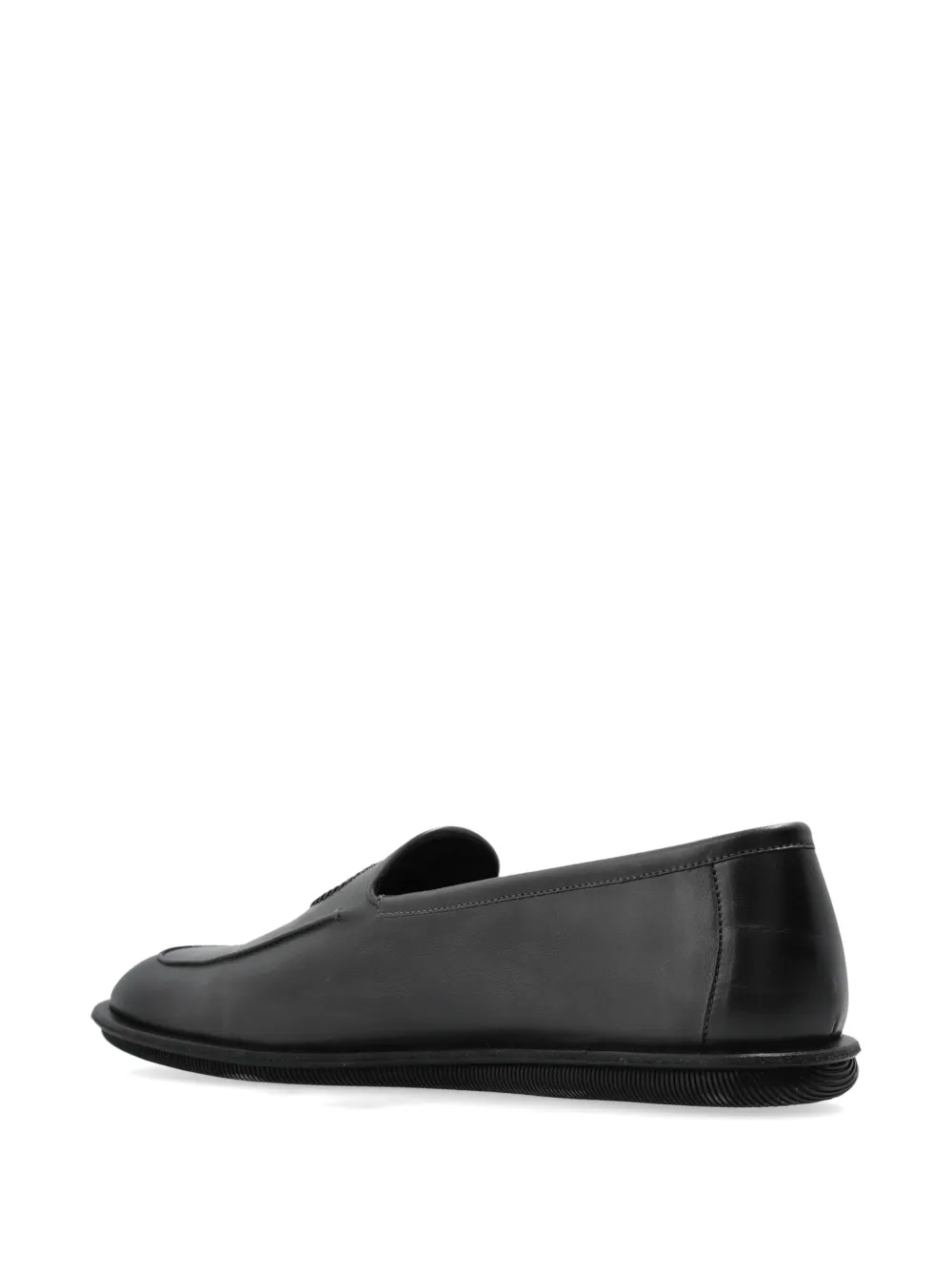Giorgio Armani logo-embroidered leather loafers Zwart