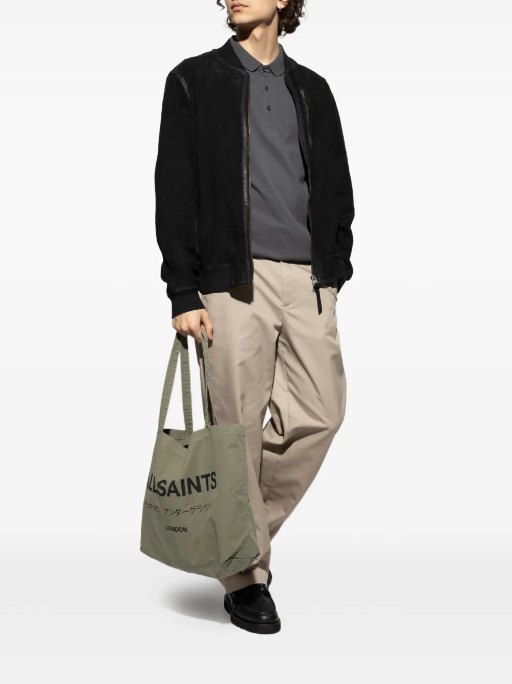 AllSaints Reform Ramskull poloshirt met borduurwerk Grijs