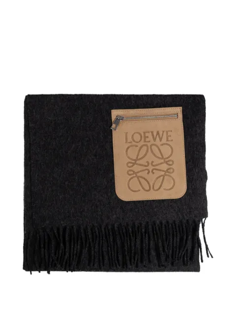 LOEWE Anagram-patch fringed scarf