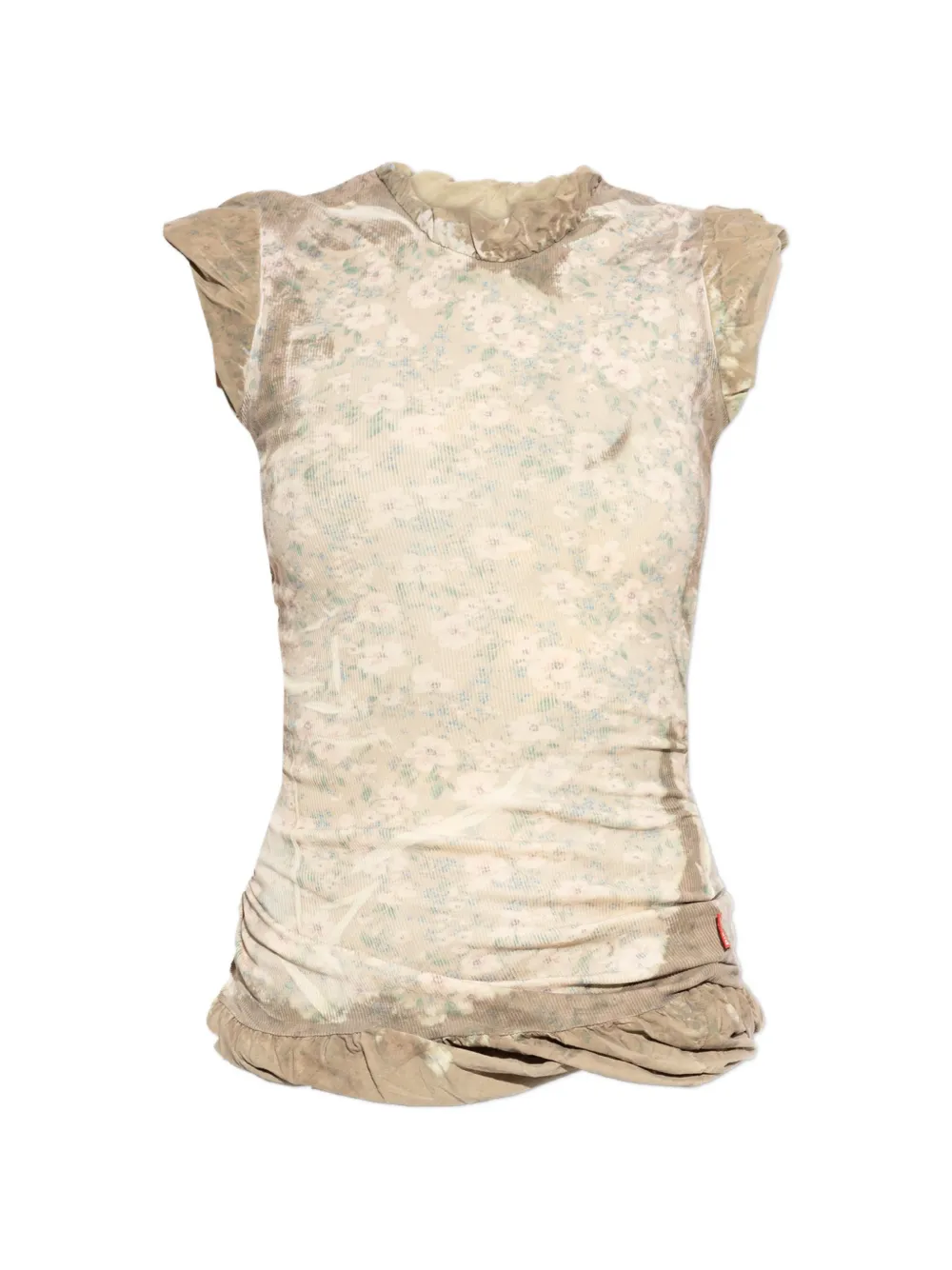 Diesel Top a fiori con ruches - Verde