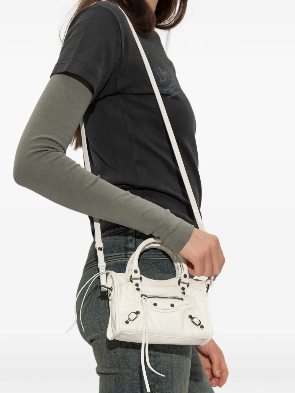 Balenciaga Le City leren mini-shopper Wit