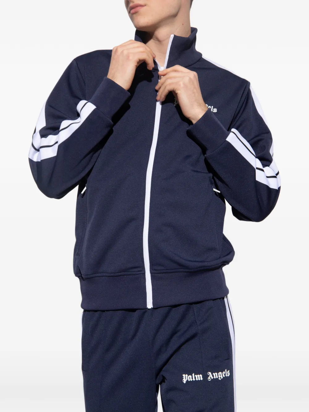 Palm Angels Sweater met rits en logoprint Blauw