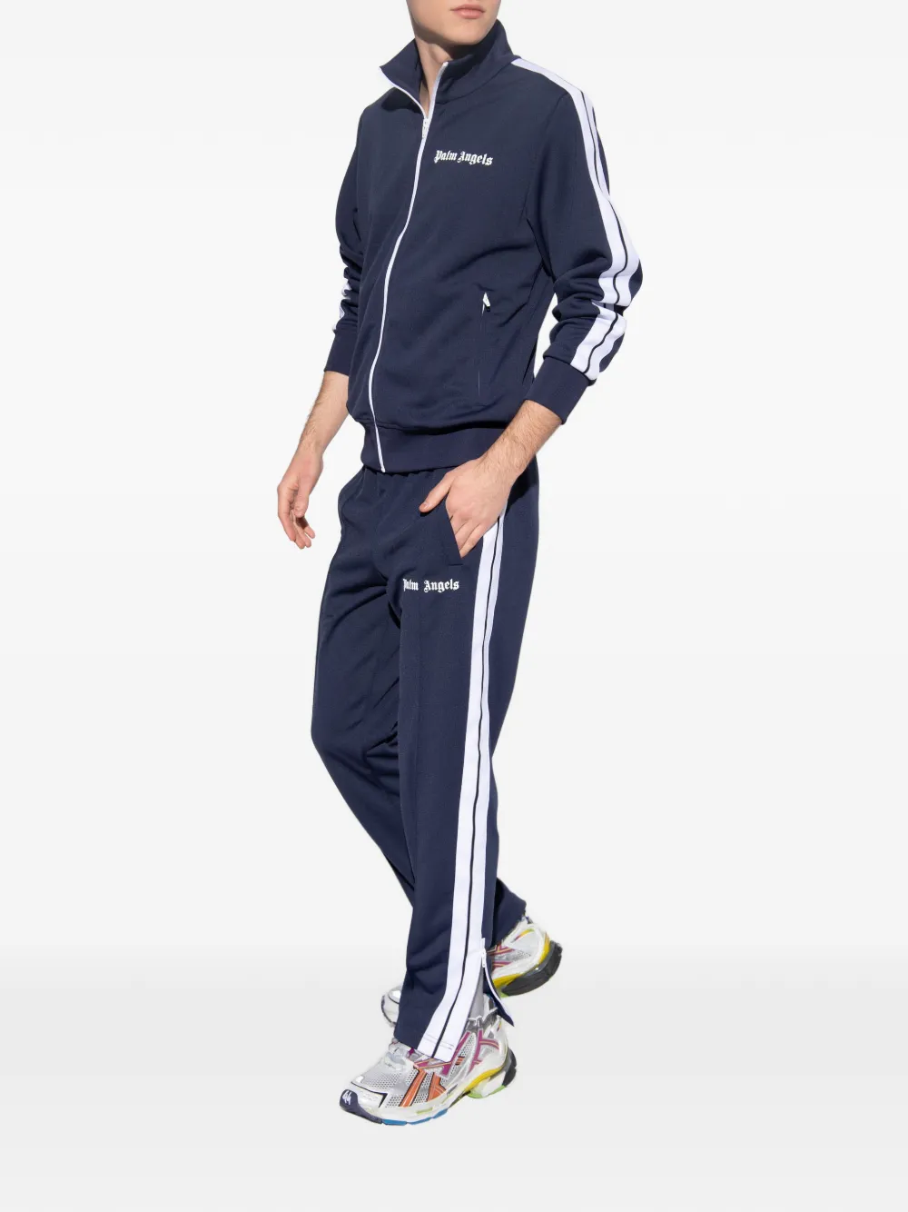 Palm Angels Sweater met rits en logoprint Blauw
