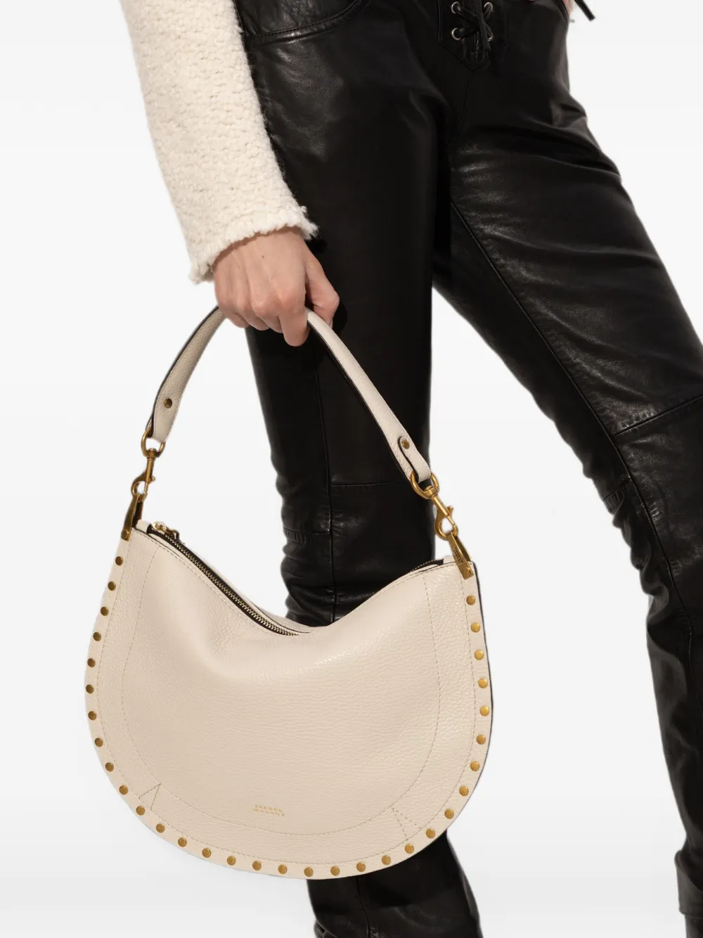 ISABEL MARANT Leren schoudertas met rits Wit
