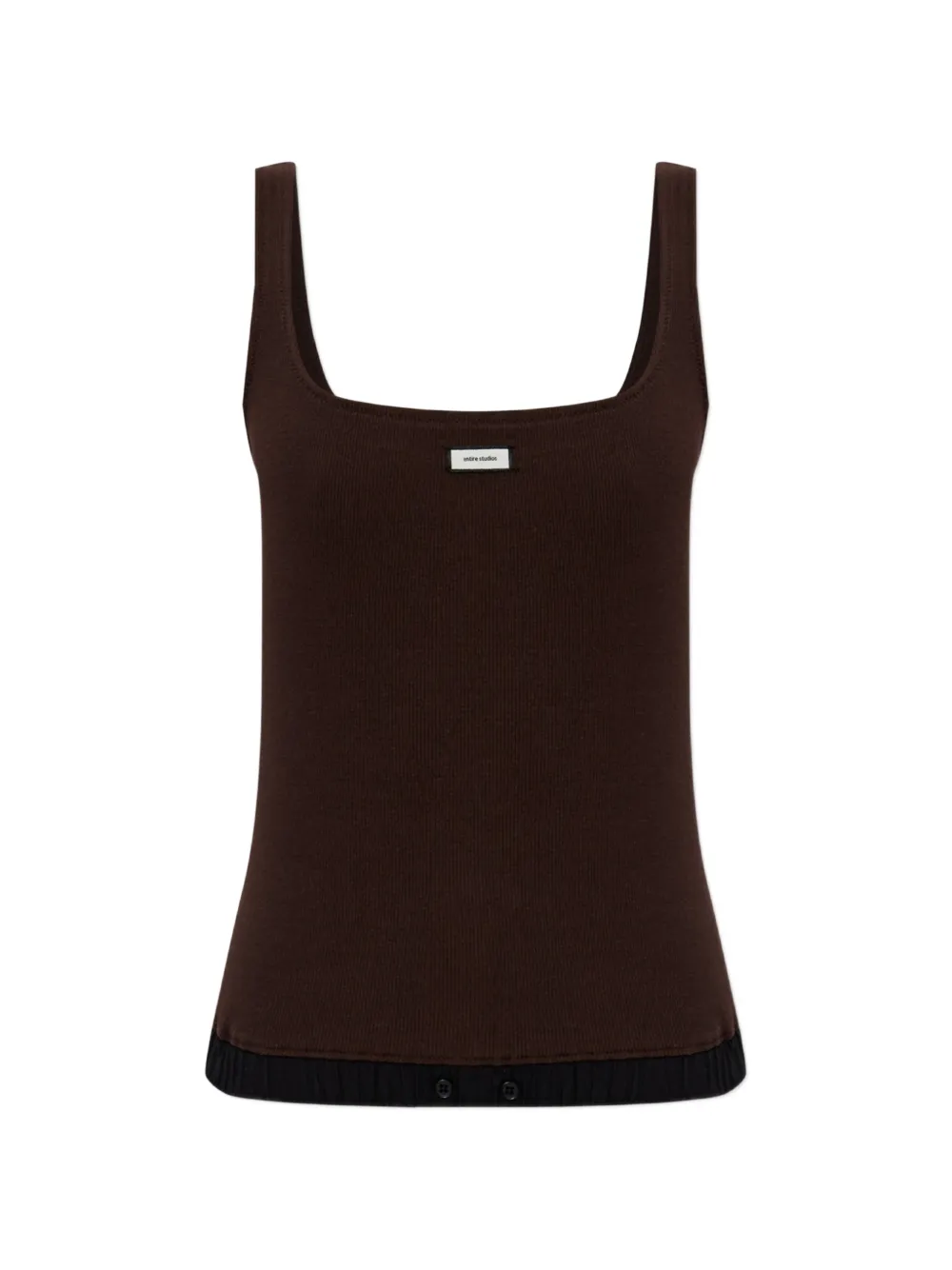 ENTIRE STUDIOS ribbed-knit logo-patch top - Marrone