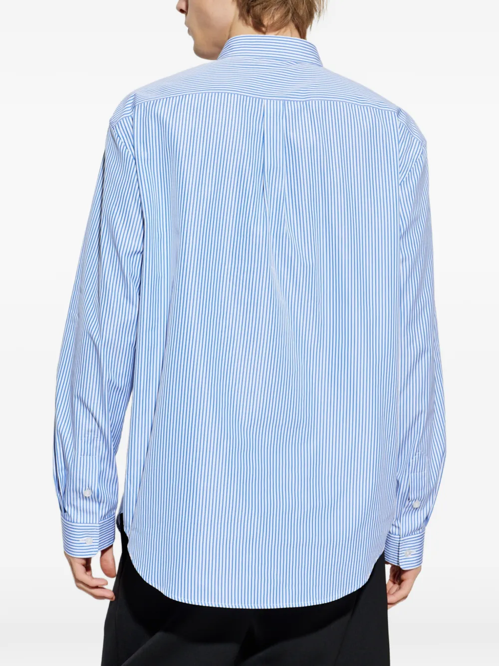 Balmain Gestreepte overhemd met geborduurd logo Blauw