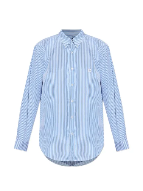 Balmain striped-pattern logo-embroidered shirt