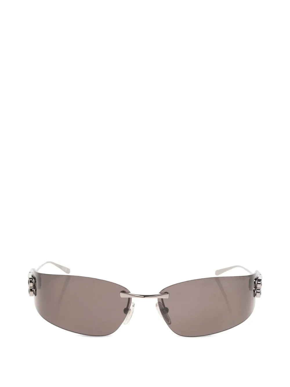 Balenciaga Rahmenlose Sonnenbrille mit Logo-Schild - Silber