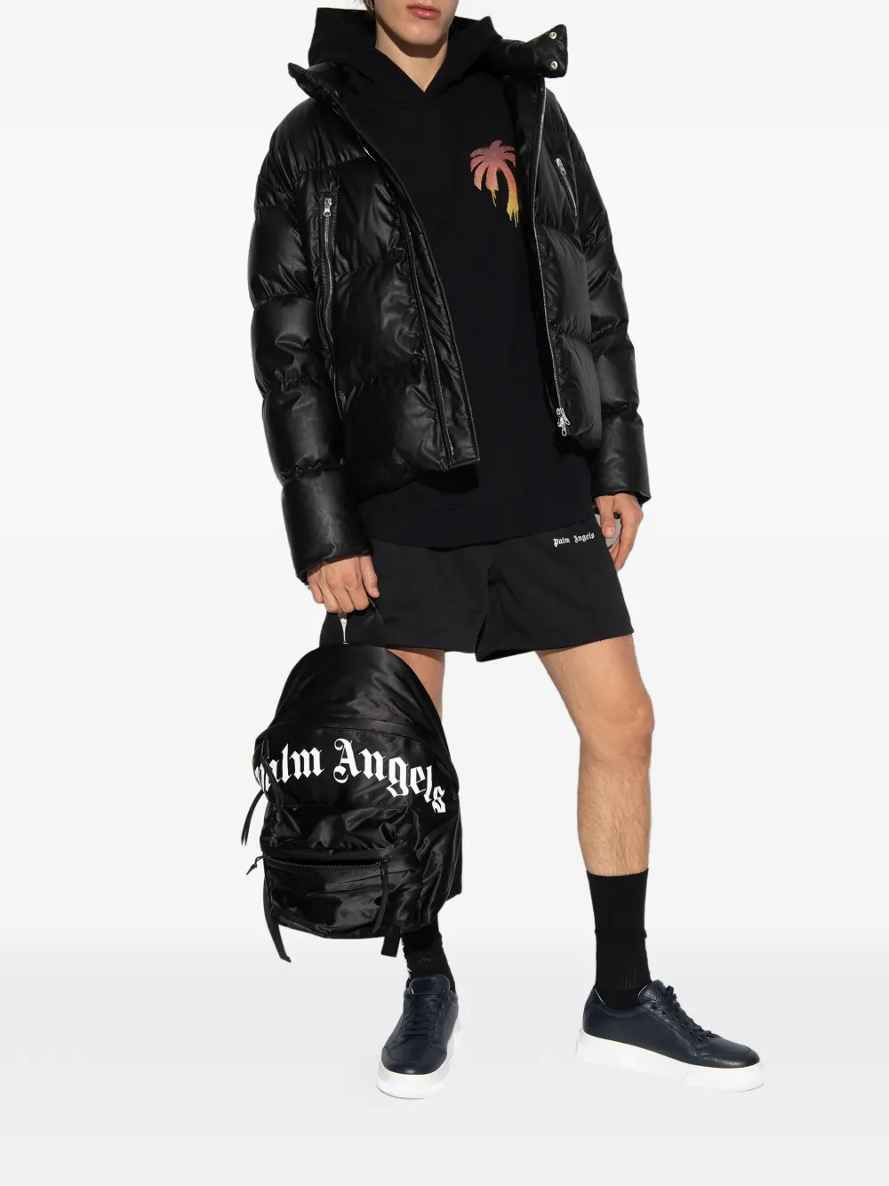 Palm Angels Shorts met logoprint Zwart