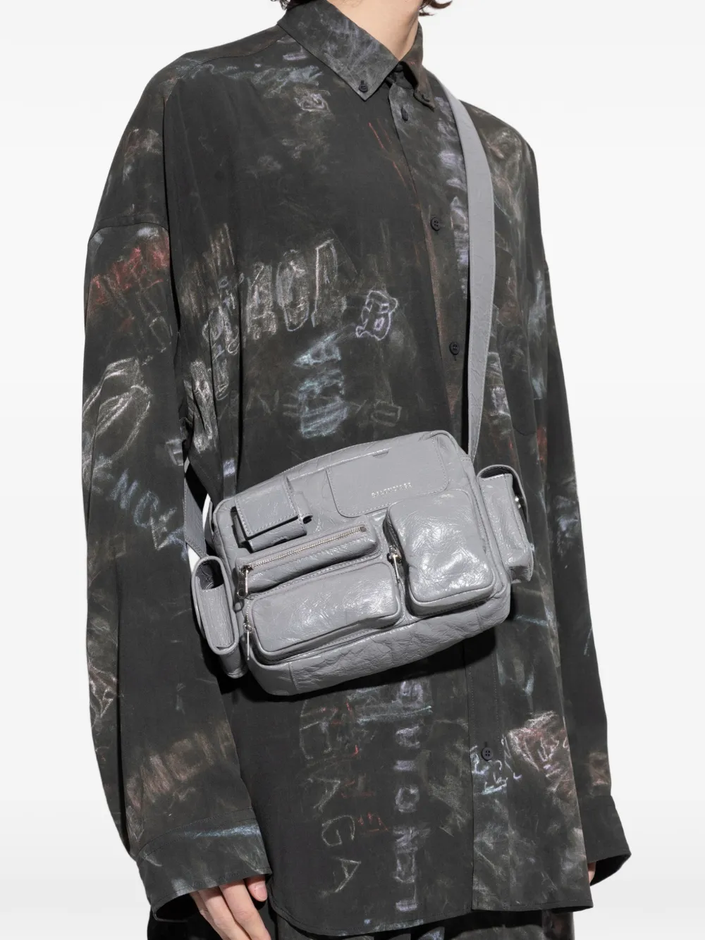 Balenciaga Superbusy leren schoudertas Grijs
