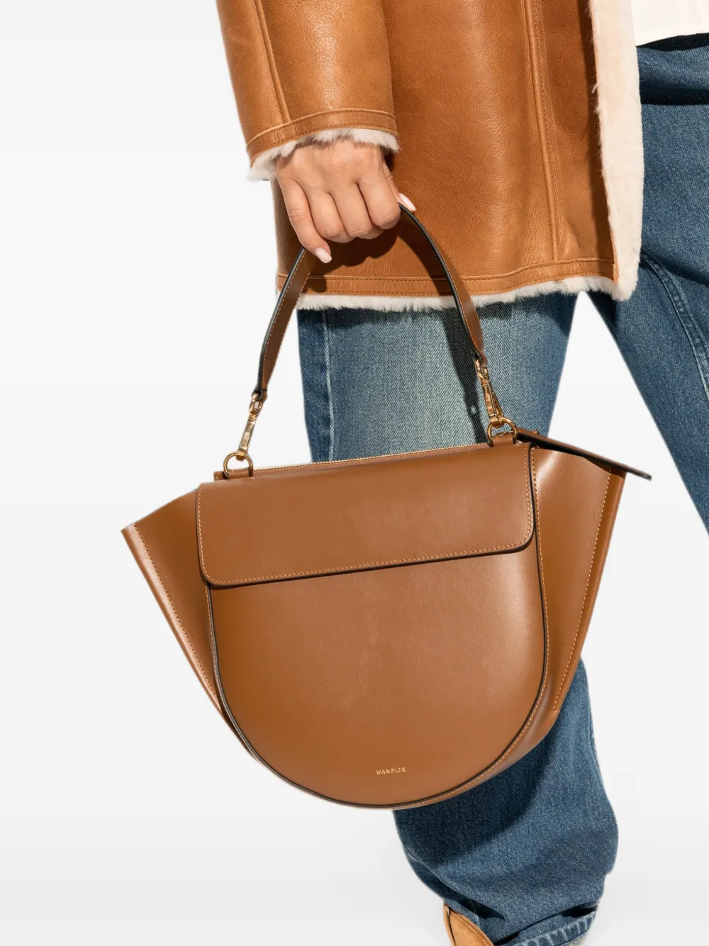 Wandler Hortensia leren shopper Bruin