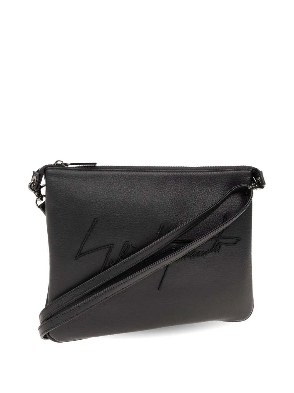 Yohji Yamamoto Signature logo-embroidered Leather Messenger Bag